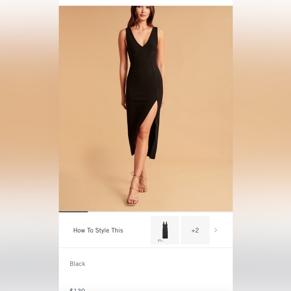 Plunge V neck midi dress black